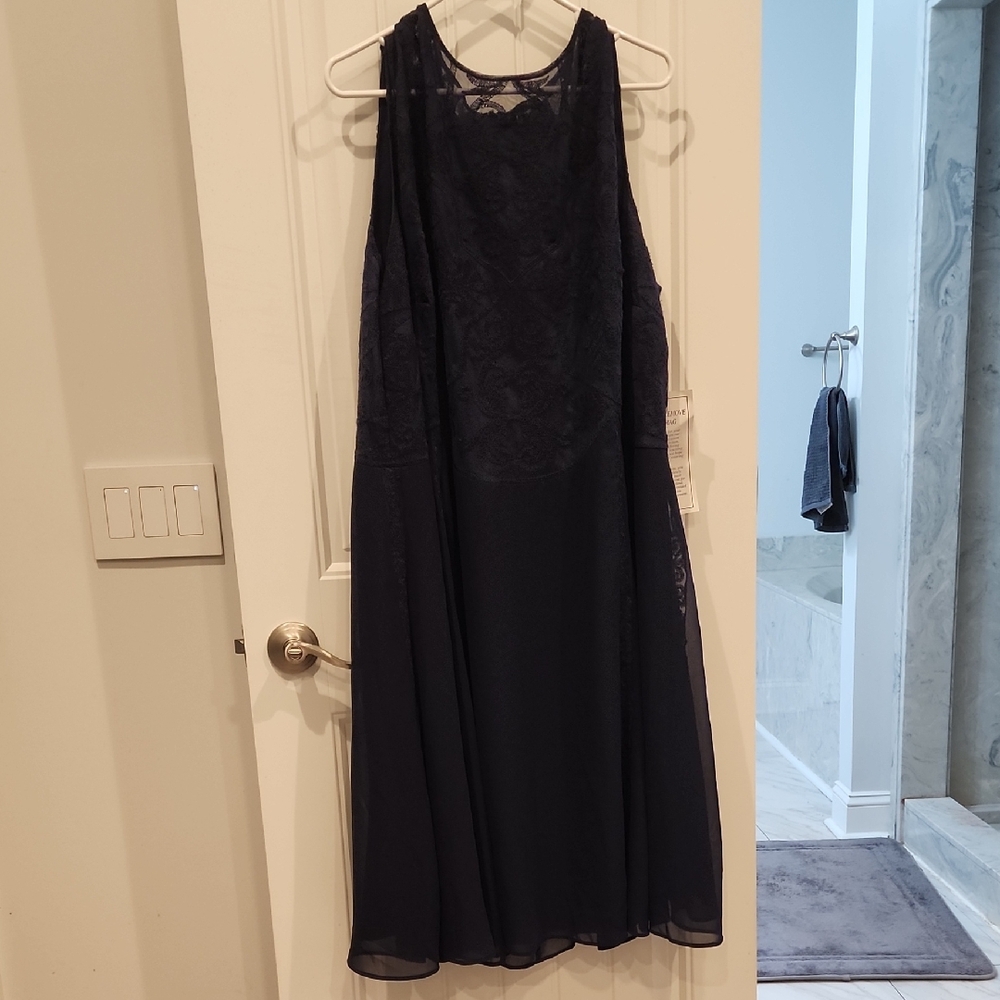 Roaman's Midnight Blue Lace Midi Dress